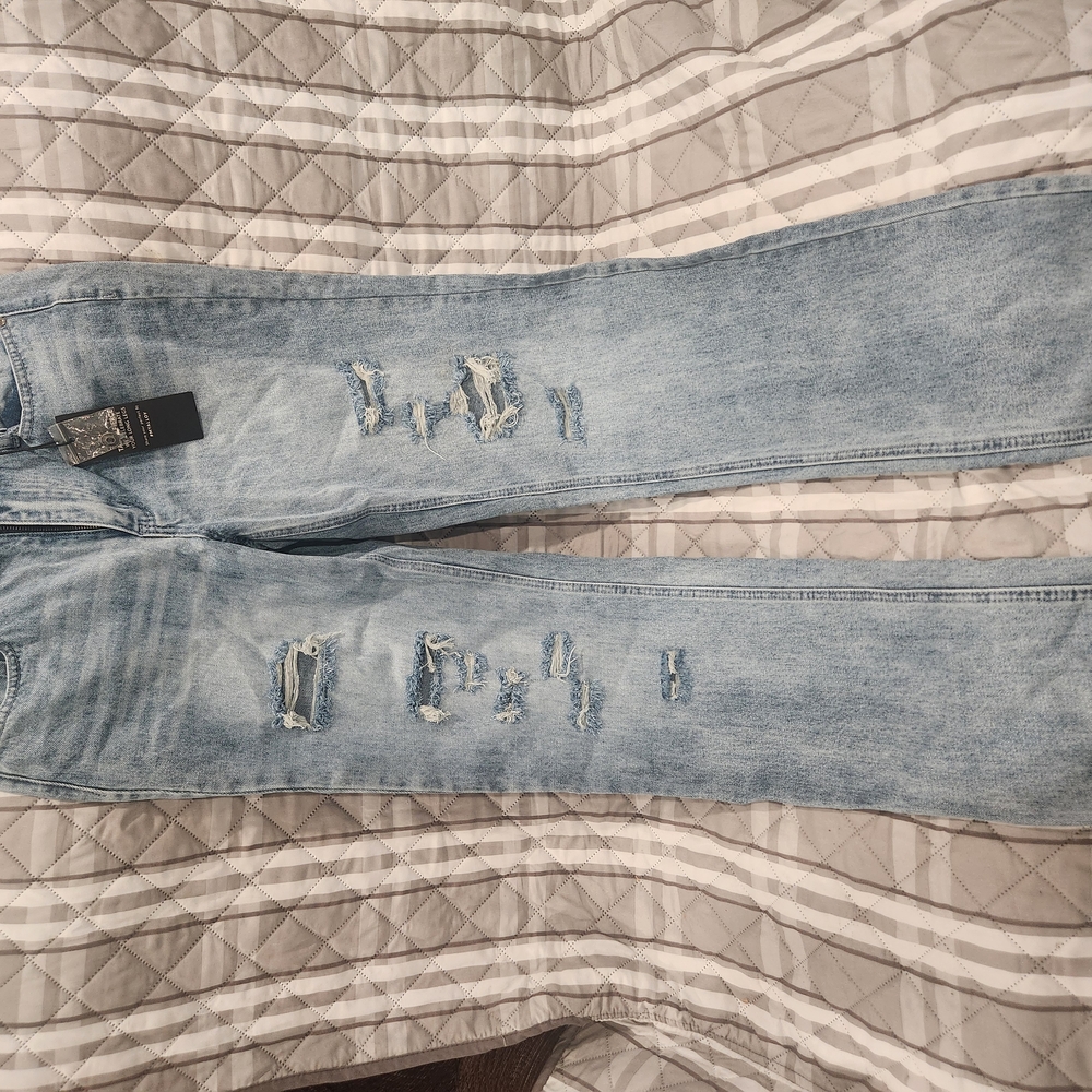 ALLOY Light Blue Distressed Flare Jeans